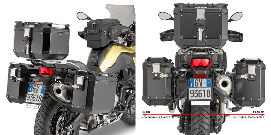 BMW F 850 GS Adventure [GIVI] - Stahlrohr-Seitenkofferträger für Trekker Outback MONOKEY® CAM-SIDE Koffer Durchmesser 18
