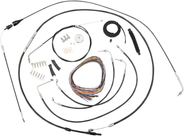 Harley Davidson Flhtcui [LA CHOPPERS] – Komplettes Schwarzes Vinyl-Geflochtenes Lenkerzug-/Bremsleitungs-Kit