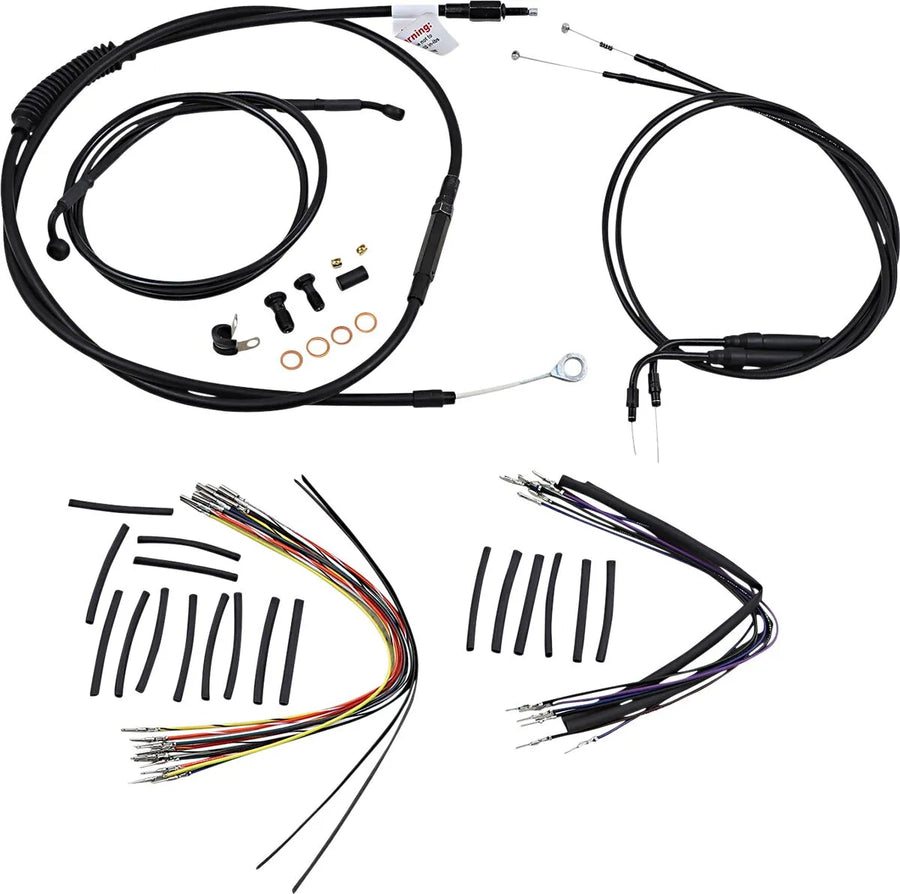 harley davidson flst [BURLY BRAND] – Komplettes Schwarzes Vinyl-Lenkerzug-/Leitungskit für Ape Hanger