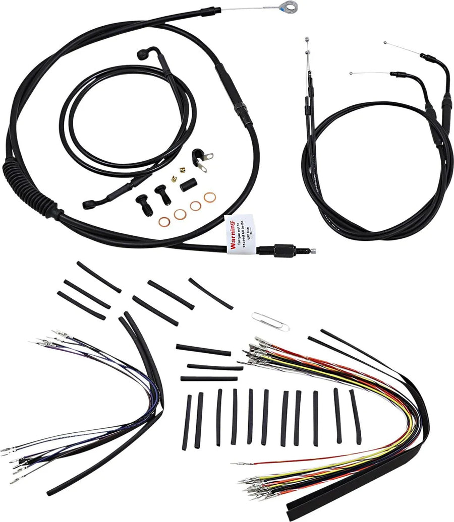 harley davidson flstc [BURLY BRAND] - Complete zwart vinyl stuurkabel/lijnset voor Ape Hanger