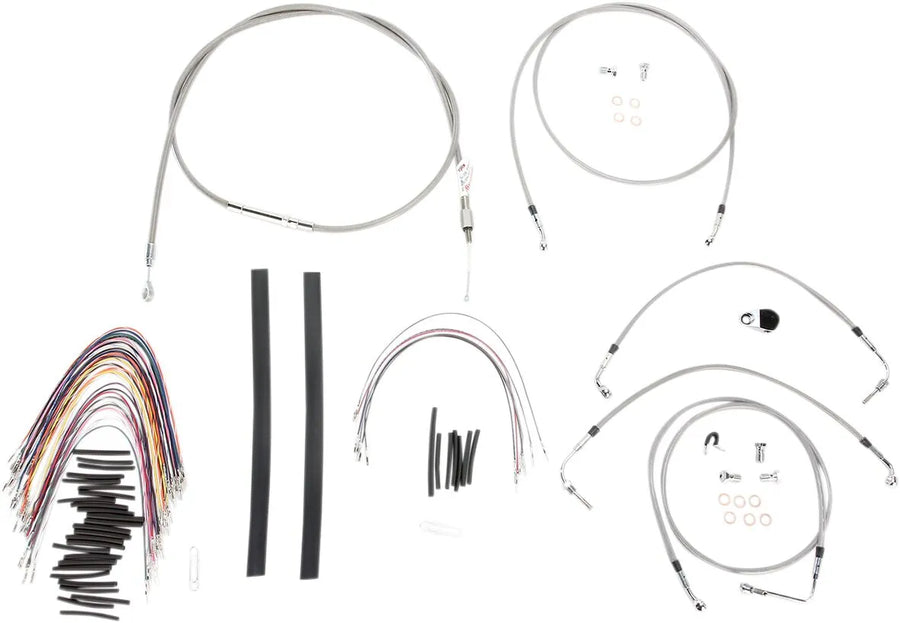 harley davidson flhtcu [BURLY BRAND] – Komplettes Edelstahl-Lenkerzug/Bremsleitungs-Kit