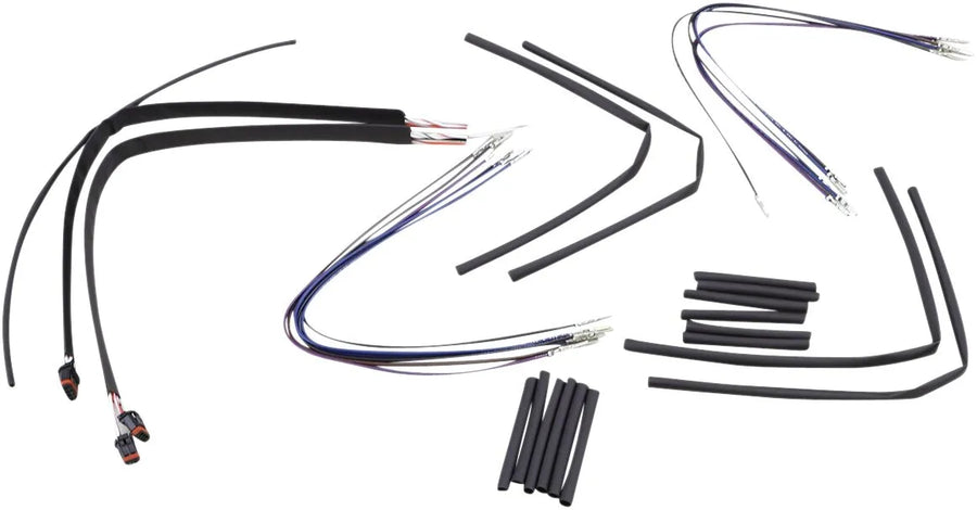 harley-davidson street bob [BURLY BRAND] – Komplettes schwarzes Vinyl-Lenkerzug-/Leitungskit für Ape Hangers