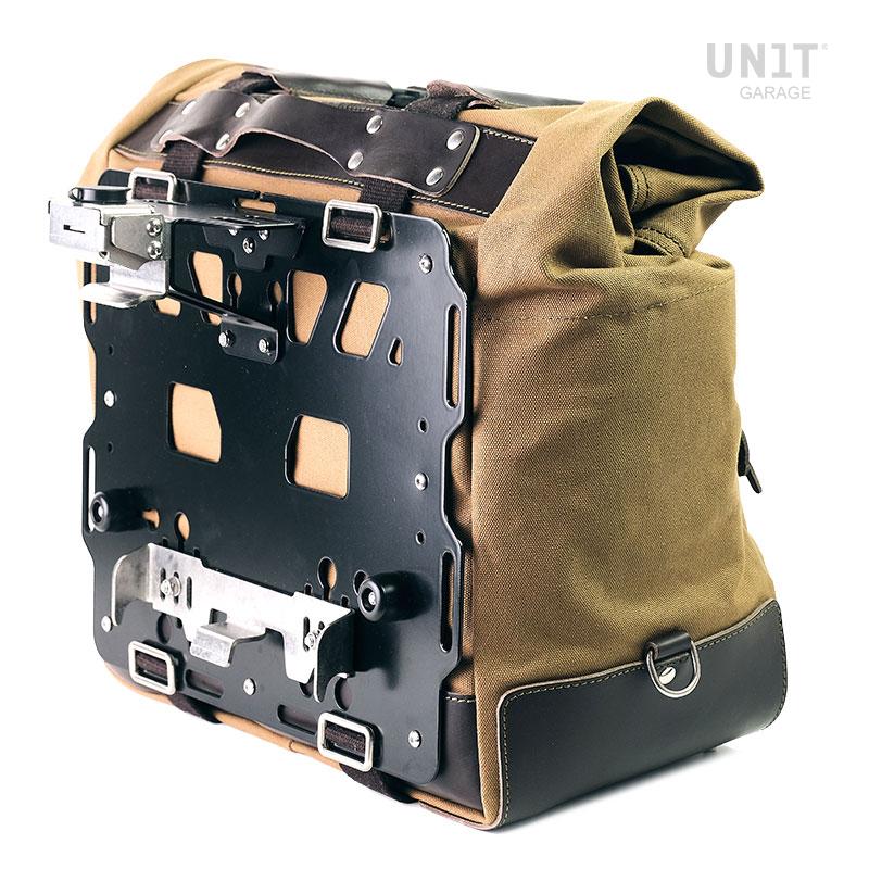 BMW R 1200 GS LC bike [2013-2019] - Cult canvas side bag 40-50L with aluminum plate (muffler side)