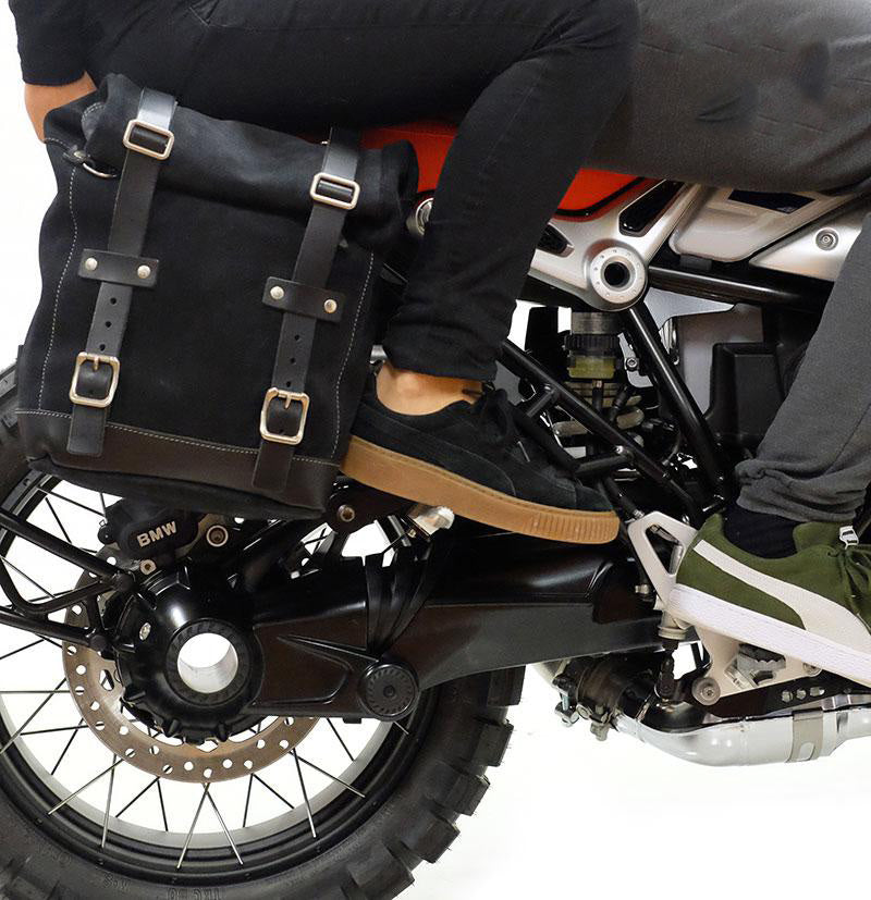 BMW R nineT 1200 Urban G/S (niedriger Auspuff) [2017-2023] - Scram Seitentasche in Canvas 22L-30L + Hilfsrahmen der NineT-Serie