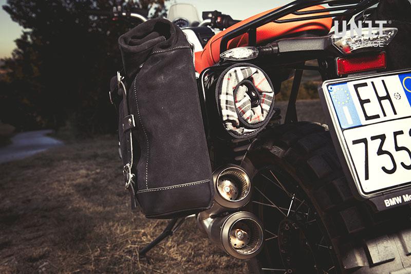 BMW R nineT 1200 Urban G/S (hoher Auspuff) [2017-2023] - Seitentasche aus Leder + Doppelrahmen NineT