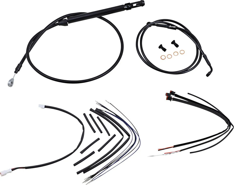 harley davidson softail street bob fxbb [BURLY BRAND] – Komplettes schwarzes Vinyl-Lenkerzug-/Leitungskit für Ape Hangers