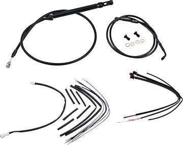 Harley-Davidson Street Bob [BURLY BRAND] - Complete zwart vinyl stuurkabel/lijnset voor Ape Hangers