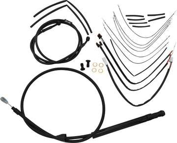 harley davidson fx [BURLY BRAND] - Complete zwarte vinyl stuurkabel/lijnset voor Ape Hanger