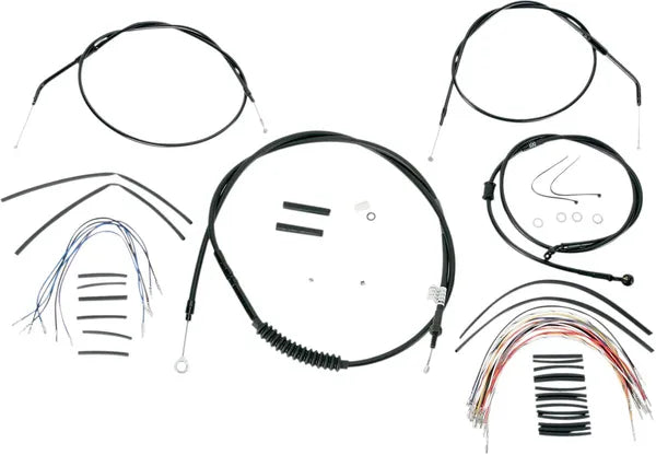 Harley Davidson Nightster [BURLY BRAND] – Komplettes schwarzes Vinyl-Lenkerzug/-Leitungsset für Ape Hanger