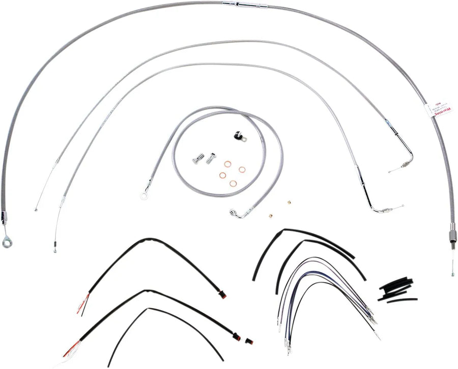 harley davidson flstf [BURLY BRAND] - Complete stainless steel handlebar cable/brake line kit