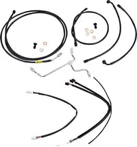 Harley Davidson Flhx [BURLY BRAND] – Komplettes schwarzes Vinyl-Lenkerzug/-Leitungsset für Ape Hanger