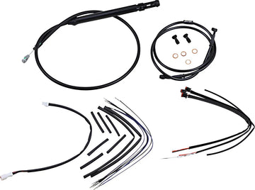 harley davidson softail street bob fxbb [BURLY BRAND] – Komplettes schwarzes Vinyl-Lenkerzug-/Leitungskit für Ape Hangers