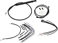 Harley Davidson FX [BURLY BRAND] – Komplettes schwarzes Vinyl-Lenkerzug/-Leitungsset für Ape Hanger