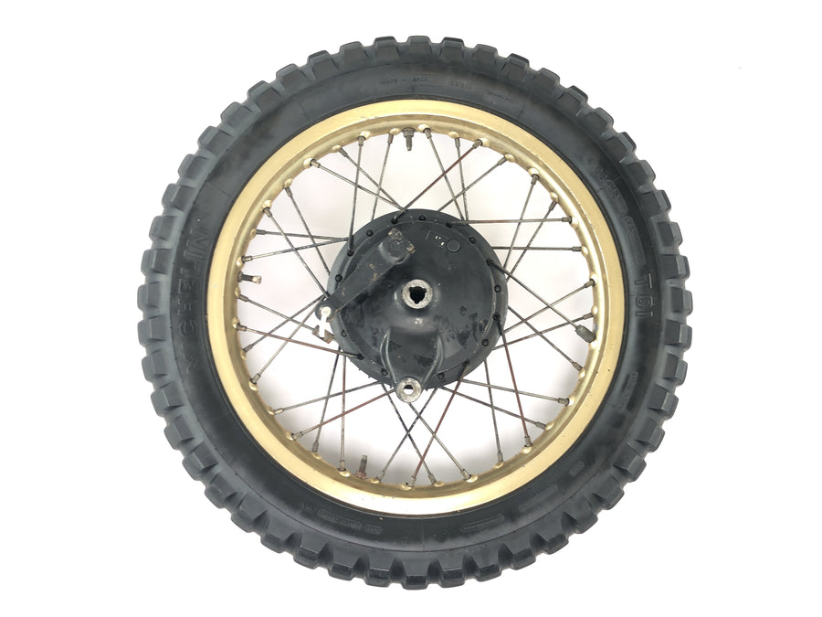 Yamaha XT 500 1U6 [1981] - Rear wheel rim gold spoke wheel 1.85 x 18" with drum brake