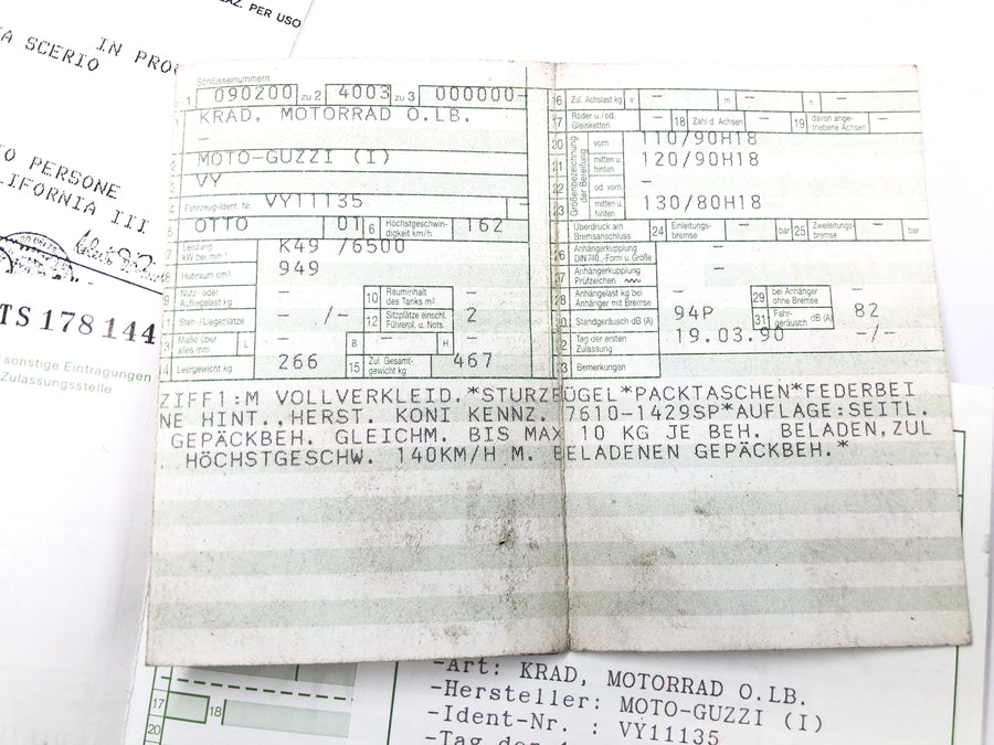 Moto Guzzi California III VY Integrale [1990] - Frame met papieren