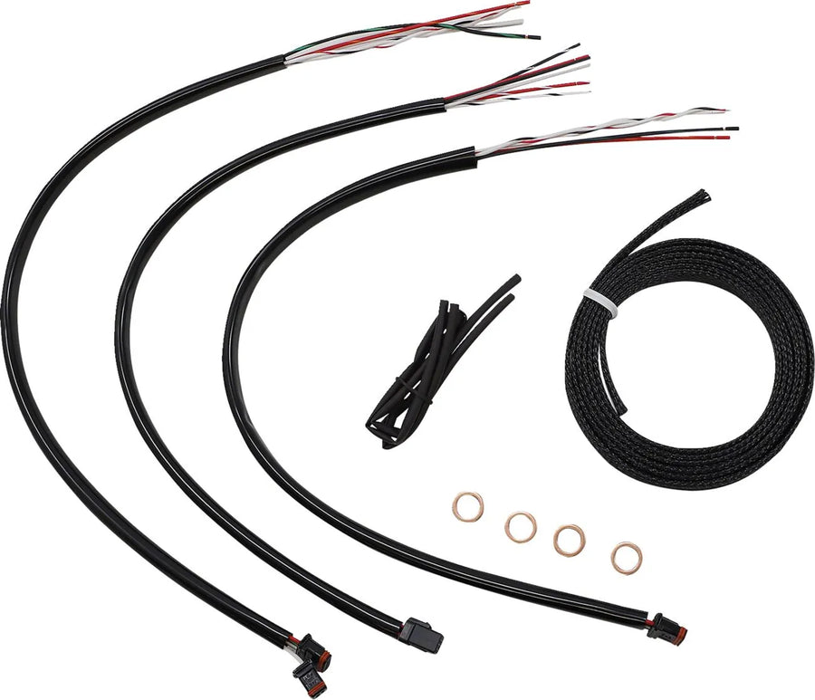 harley-davidson street bob [LA CHOPPERS] - Complete stainless steel braided handlebar cable/brake line kit