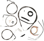 Harley Davidson Flst [LA CHOPPERS] – Komplettes Midnight geflochtenes Lenkerzug-/Bremsleitungs-Kit