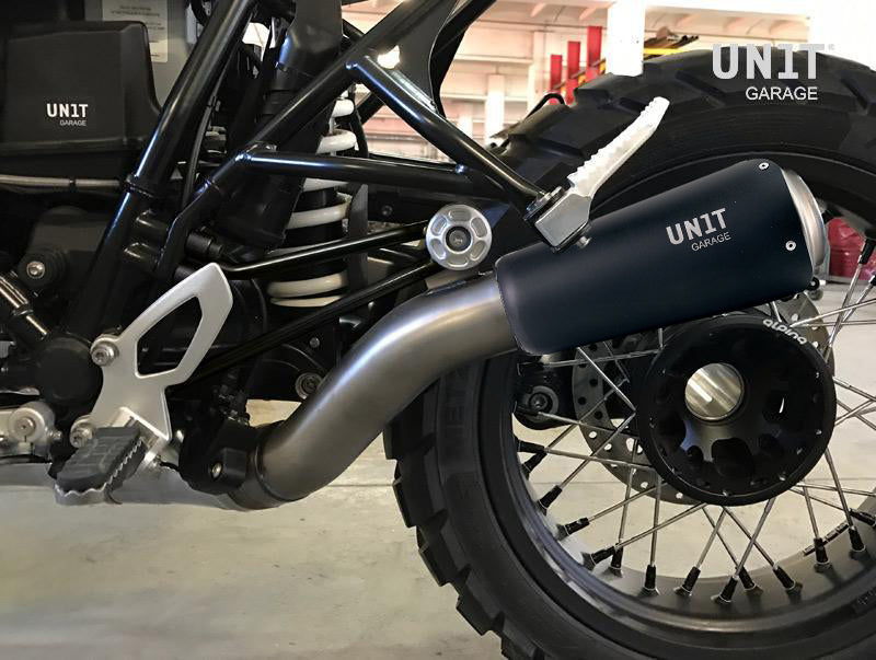BMW R nineT 1200 Urban G/S (hoher Auspuff) [2017-2023] - niedriger Schalldämpfer + Unterstützung