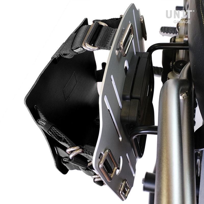 BMW R nineT 1200 Scrambler [2016-2023] - Aluminium-Taschenhalter mit verstellbarer Lederfront, Schnellkupplung und Rahmen