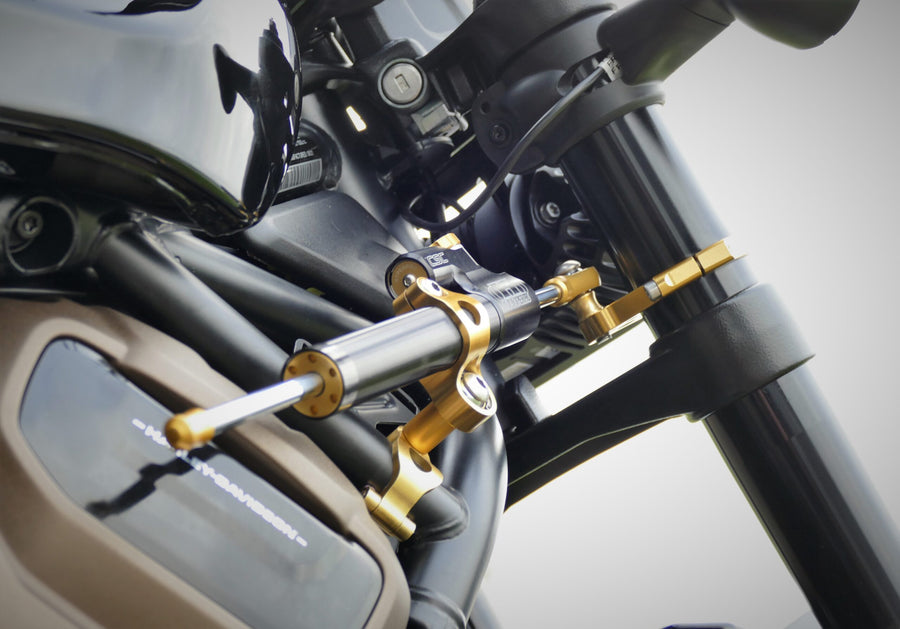 Motorfiets [HYPERPRO] - Stuurdempermontageset, zwart (MK-HD12-S005-B)